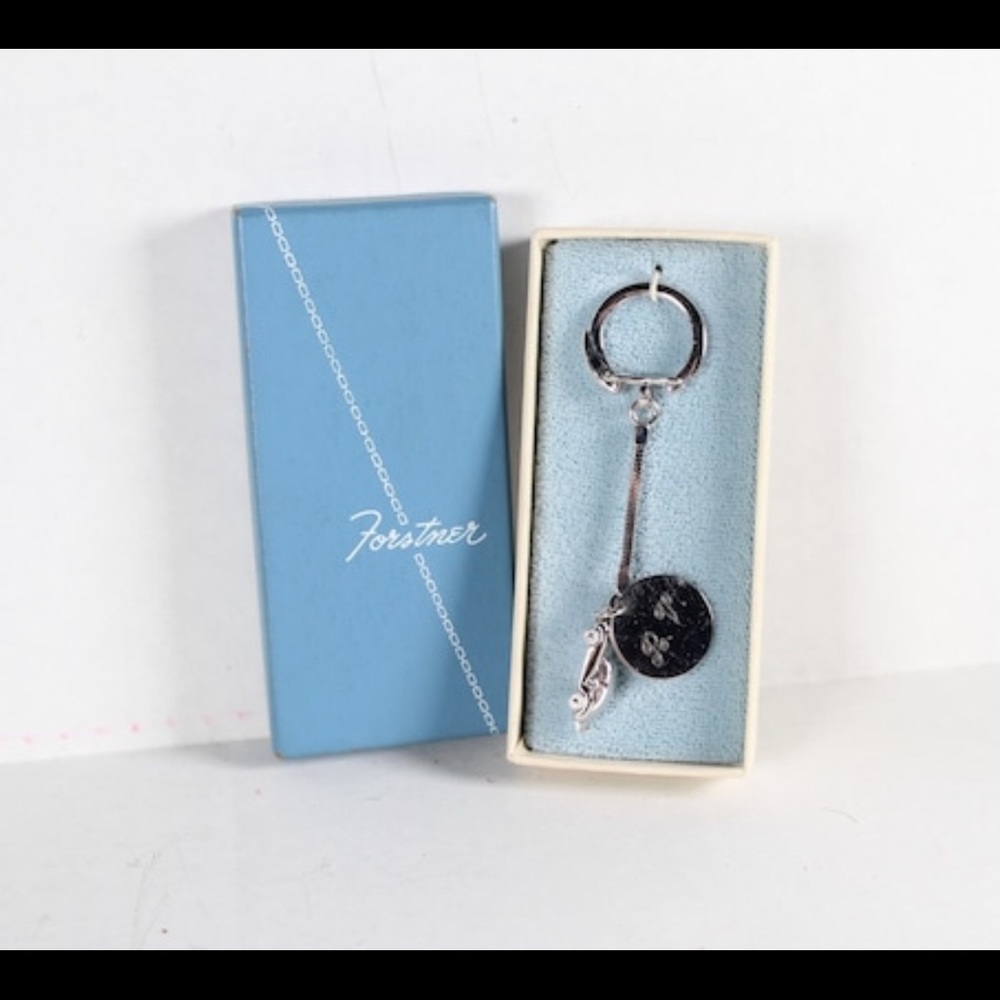 Vintage 1960s Sterling Silver Keychain Initial RV